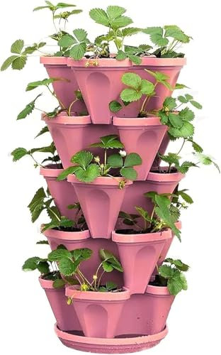 Jardineras Verticales de Fresa Tower Garden Jardinera apilable de 6 Niveles Jardineras apilables para Hierbas y Vegetales Cultivo en Interiores y Exteriores de una Variedad de Fresas en el b
