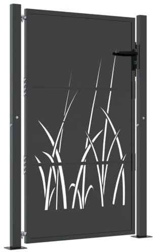 Willood Puerta de jardín acero gris antracita diseño hierba 105x130 cm