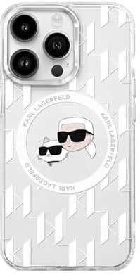 Karl Lagerfeld IML KL Pattern Karl & Choupette Head MagSafe kompatible Hülle für iPhone 16 Pro/Pro Max (Clear, Pro Max)