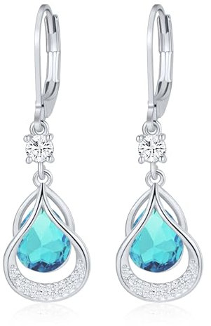 Silber Ohrringe Geburtsstein hängend ohrringe 14K silber hängend silber ohrringe Feine Schmuckstücke Geburtstagsgeschenke für Frauen Damen(Weißgold Dezember)