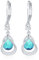 Silber Ohrringe Geburtsstein hängend ohrringe 14K silber hängend silber ohrringe Feine Schmuckstücke Geburtstagsgeschenke für Frauen Damen(Weißgold Dezember)