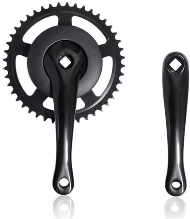BAHJKASD Juego de bielas y plato de 44 dientes, bielas de velocidad única con plato, manivela y plato para pedalear eficientemente