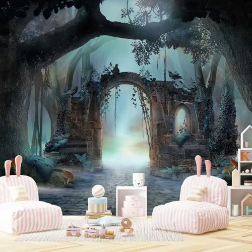 Papier peint panoramique Enfants - Forêt enchantée - Largeur 195 cm x Hauteur 130 cm