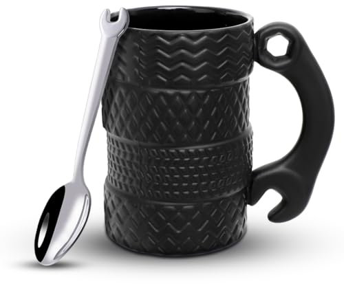 Gran capacidad 500 ml, taza de café creativa 3D divertida, con asa, taza de cerámica 3D para amantes de los coches, conductores, mecánicos (A)