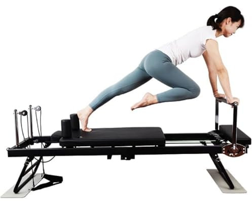Generisch Pilates Reformer Heimübungsgerät - Multifunktionales faltbares Yoga-Bett für Haushalts-Fitness - Einstellbare Intensität Schwarz