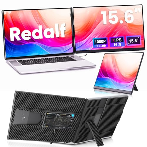 Redalf Extensor de pantalla para laptop, monitor portátil FHD 1080P de 15.6 pulgadas para laptop, extensor de monitor desmontable y enchufable para portátiles de 13 a 17.3 pulgadas, compatible con Mac
