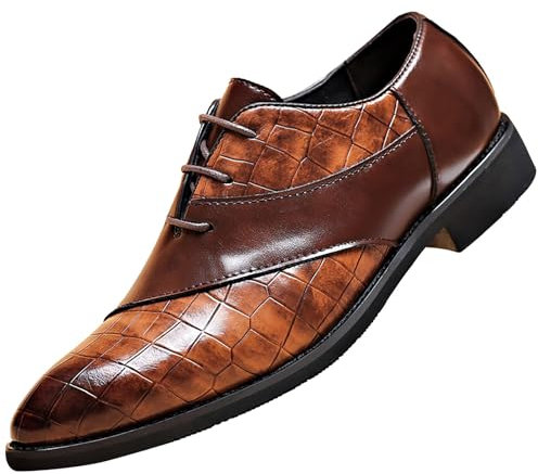 Generisch Modische Herrenschuhe aus mit atmungsaktivem und bequemem Business-Schnürschuh und Freizeit- Skate Schuhe Herren High (Brown, 48)