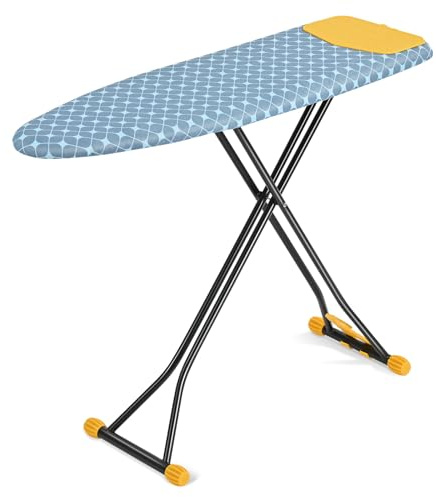KINGRACK Bügelbrett mit Integriertem, Bügeltisch mit Silikonauflage, Kompaktes und Platzsparendes, Extra Dicke Abdeckung, 7 Höhenverstellbar, Wand- & Schrankaufhängbar – 38x121cm, Gelb