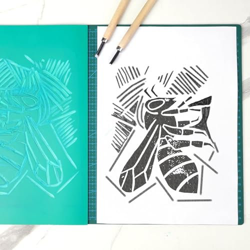 Kit de 14 Planchas de Linóleo para Grabado (A4/A5/A6), Herramientas de Inicio de Impresión de Bloques Tallar Sellos, adecuado para Principiantes en el Tallado de Sellos y la Creación Artística