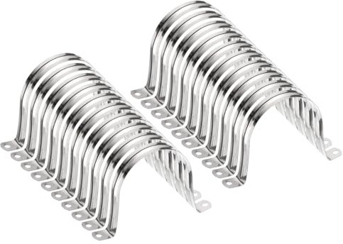 sourcing map 30pcs 3 9/16 Inch 90mm Conduit Clamps, M90 U Tube Pipe Clamp, Stainless Steel Rigid Pipe Strap, U Shaped Bracket with Two Hole for Pipe Tube Hose Wire Cord Fixing