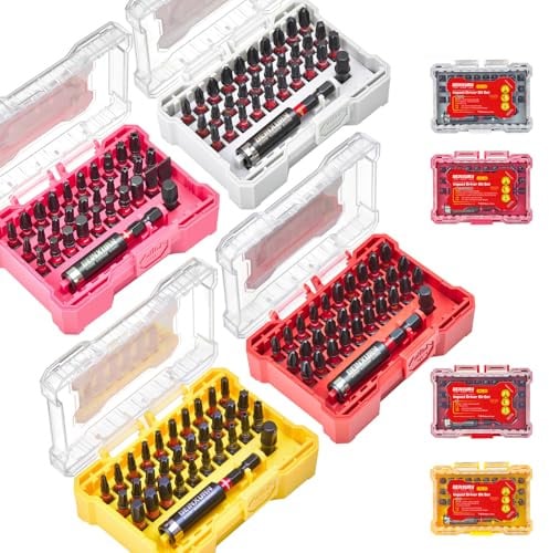 Geinxurn 128-teiliges Schlagschrauber-Bit-Set, S2-Stahl, magnetisch, Kreuzschlitz, Vierkant, Sicherheits-Torx/HEX, Muliti-Einsatz-Bits, Spitzen-Set mit Schlag-Bithalter und 1/4-Zoll-Stecknuss-Adapter
