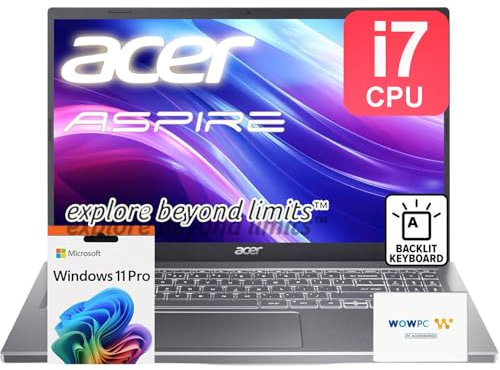 acer Aspire Premium 15,6 Laptop | Intel Core i7-1255U fino a 4.7GHz | 40GB RAM - 1TB PCIe SSD | Tastiera retroilluminata | FHD | Wi-Fi 6 | Grafica Iris Xe | Webcam | Win11 Pro | WOWPC Recovery USB