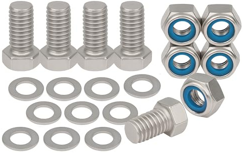 M10 x 12mm Hex Head Nuts and Bolts and Washers Set (5PK) A2 Stainless Steel, Fully Threaded Hex Head Cap Screws For Construction, Automotive, Machinery