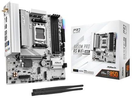 ASRock Placa base B850M Pro RS WiFi White AM5 Micro-ATX: AMD Ryzen 9000/8000/7000 | DDR5 8000+ | PCIe 5.0 | WiFi 6E | LAN 2.5G