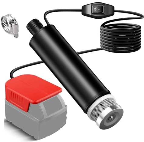 Tauchpumpe für Milwaukee 18V Akku M18, Elektrische Wasserpumpe 30L/MIN Wasserdurchfluss mit Kabellänge 4 Meter, Für Schwimmbäder, Aquarien, Springbrunnen, Teiche und Wasserspiele (Ohne Akku)