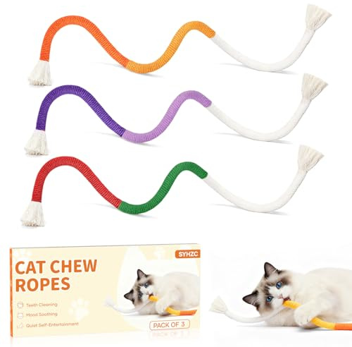 Cotton Cat Chew Rope & Kitten Teething Toys, 3 Pack, 27in, No Small Parts