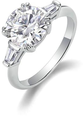 Whoiy Damenring Moissanite 3ct, Verlobungs Ring 950 Platin 3 Steine Eheringe Echtgold Antragsring für Frauen Größe 49 (15.6)