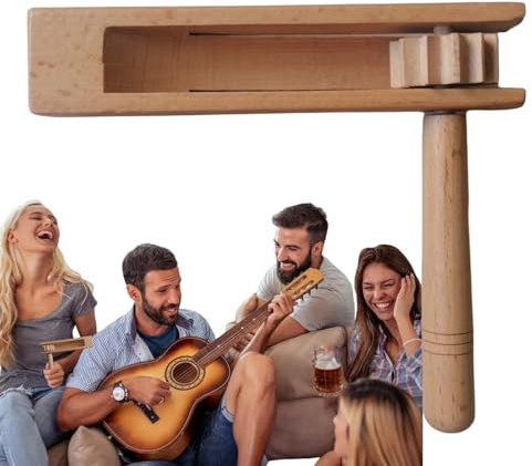 Geräuschmacher aus Holz mit Ratsche – handgehaltene schöne Form aus Holz, Spinner-Rassel, Percussion-Stil, Musikinstrument-Geräuschmacher | Laute hörbare Ausrüstung für Sportveranstaltungen, Partys, F