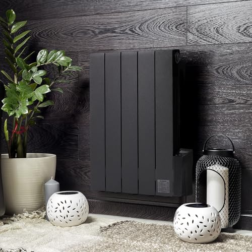 Warmiehomy 900W Black Oil Radiator with Thermostat and Timer,Wall Mounted | Electric Radiator Wall Mounted Electric Wall Heater with Thermostat and 7 Days/24H Timer,Digital Screen & Child Lock for Room