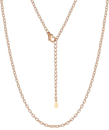 Suplight Adjustable Necklace Chains for Women, 1.4/2MM Thin Rolo Cable Chain Stainless Steel 14/16/18/20/22/24/26/28/30 inch, Silver/Gold/Black/Rose Gold Necklaces Hypoallergenic Women Jewellery Gift