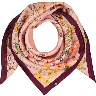 FRAAS Seidentuch Damen | Blumen Pflanzen Print | 88 x 88 cm | 100% Seide | handrollierter Saum Blossom