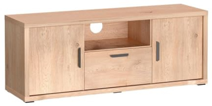 Masseno TV-Schrank BRESSO 139 cm Fernsehschrank mit 1 Schubladen und 2 Türen TV-Lowboard für Wohnzimmer Modern 139x40,5x52,5 cm Eichefarben