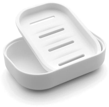 UVIVIU Plastic Soap Dish with Drainage,Soap Dishes Holder for Bathroom Shower,Keep Soap Dry and Easy Cleaning (White)