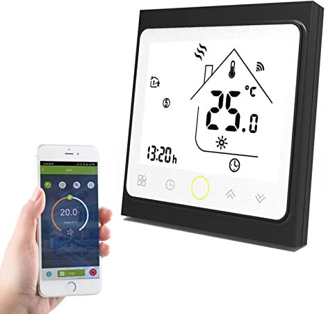 Qiumi Smart Wifi Thermostat for individual Gas/Water Boiler Heating Works with Amazon Alexa Google Home IFTTT Dry Contact,5A 95~240V AC