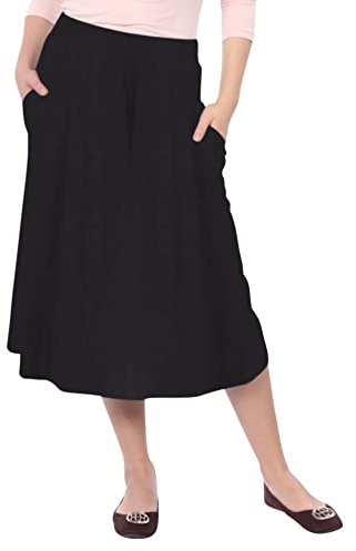 Kosher Casual Damenrock mit aufgesetzten Taschen, leicht, mittelhoch, A-Linie, schwarz, X-Klein