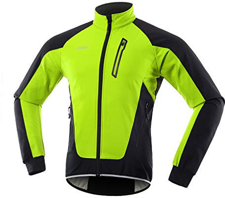 ARSUXEO Herren Winter Fahrradjacke Thermo-Vlies Softshell MTB Fahrrad Outwear Winddicht Wasserdicht 20B Grün L