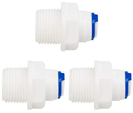 sourcing map Rapide Raccordement Eau Purificateurs Tubes Raccords Pousser vers Connecteur Eau Tuyau Joint pour RO Système Osmose Inverse Tube droit 3/8 BSP mâle -1/4 OD(6,4mm)
