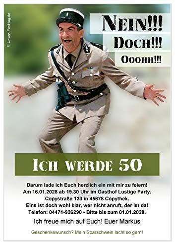 Unser-Festtag Nein, doch, oooh!! Lustige, Witzige Einladungskarten für Geburtstag dreißig vierzig fünfzig sechzig, siebzig, achtzig. Text ändern. - 40 Karten