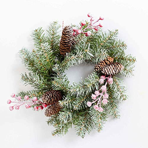 artplants.de Kunst Winterkranz Ravenna mit Zapfen, beschneit, Ø30cm - Türkranz künstlich