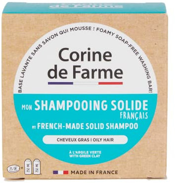 Corine de Farme - Champú Sólido Cabello Graso con Arcilla Verde Purificante - Fórmula Eco-Diseñada y Vegana - Sin Sulfatos Ni Parabenos - Cosmético Natural - 75 gr