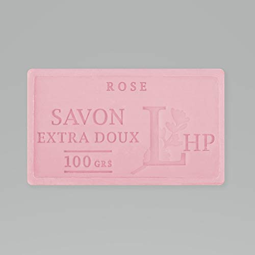 PRODUIT DE PROVENCE - LOT DE 5 SAVONS ROSE - SAVON DE MARSEILLE EXTRA DOUX 100 G - DÉLICAT PARFUM NATUREL DE ROSE - GARANTI SANS PARABEN