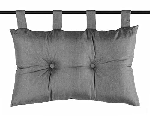 Caritex Cuscino Testata Letto Singolo o Matrimoniale, Testiera Letti Imbottita, Schienale Letto con Bottoni Decorativi, 45x70 cm, Con Passanti Per un Facile Montaggio BEA S809 (Antracite)