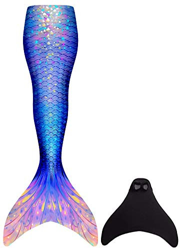 BAWADE Meerjungfrauenflosse für Mädchen – Meerjungfrau Flosse Schwimmen Meerjungfrauenschwanz Passend für 110-170cm Höhe, Mehrfarbig (G-22.), 160