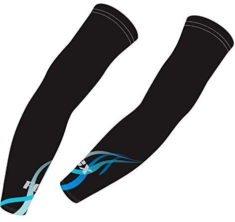 Cycling Arm Warmer Sleeves Outdoor UV Sun Protection Sports Running Driving Arm Sleeves Unisex Black (Black Blue, Small/Medium)