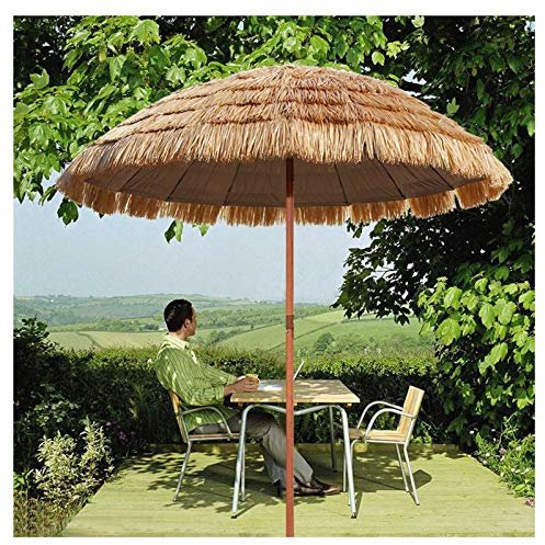 YYQ SHOP Hawaii Sombrilla de Jardín Anti Viento Inclinación Parasol de Paja Redonda protección solar UV50+,Grande y Estable,para Piscina Backyard,Desmontable ø180x230cm