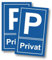 2er Set - Privatparkplatz Schilder - P-Privat (25x15 cm Kunststoff) - Privat Parkplatz
