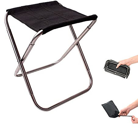 Qanye Sgabello Pieghevole Robusto e Portatile, Sgabello Pieghevole da Esterno, Sgabello Pieghevole in Lega Alluminio, Mini Sedia Pieghevole Alluminio Sgabelli, con Borse di Stoccaggio, per Campeggio