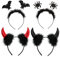 Bluelves 4 Stück Teufelsohren Haarband,Schwarzer Plüsch Spinne und Fledermaus Haarreif,Schwarzer und Roten Haarreifen mit Teufel Hörner Ohren für Fasching Karneval Halloween Party Kostüm