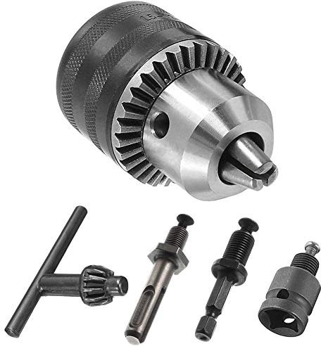 Mesee 1,5-13mm Metall bohrfutter, Schnellspann 1/2-20 UNF Spannfutteradapter Umrüstwerkzeug Kit mit SDS Plu-Adapter, 1/4 Schnellwechsel-Sechskantschaft, Chuck Key und 1/2 Vierkant-Innenadapter