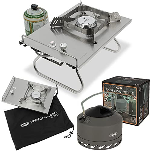 NGT 4.5KW PROFILER CARP FISHING GAS STOVE + 1.1L ALUMINUM FAST BURN/BOIL KETTLE