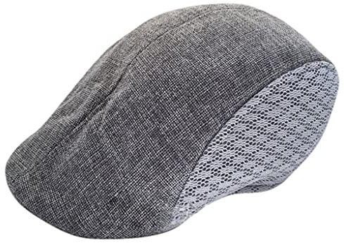 ZHINIAN Baskenmütze aus Leinen, für Herren und Damen, Netzstoff, Zeitungsjungen-Hüte, Sommer, weich, atmungsaktiv, flache Kappen, Gatsby Efeu, Cabbie, Vintage-Kappen, grau, One size