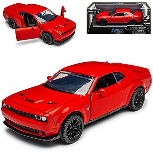 Motormax Dodge Challenger SRT Hellcat Widebody LC Coupe Rot Ab 2008 mit Rückzugsmotor ca 1/43 1/36-1/46 Modell Auto