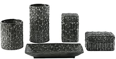 WANWEN Creative Ceramic Fruit Plate Vase Set Home Living Room TV Cabinet Coffee Table Decoration Ornaments (black 5-piece Set) little surprise