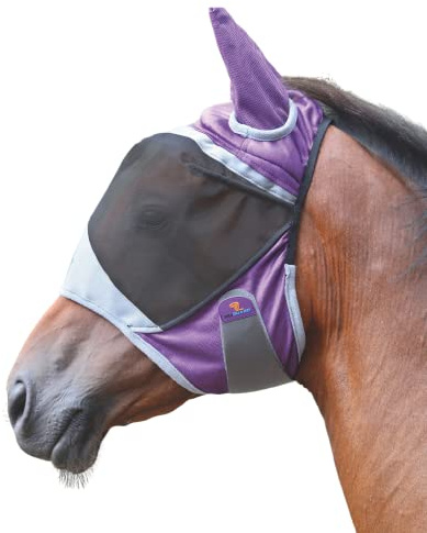 Shires FlyGuard Pro Deluxe Fly Mask With Ears - Purple Pony