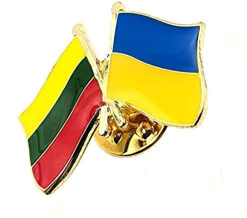 Ukraine Litauen Litauische Metall Emaille Länderflagge Pin Anstecker Freundschaft zusammen, Metall