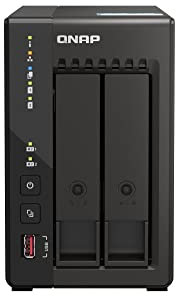 Qnap TS-253E 8G, 2 bay NAS (Intel® Celeron® J6412 4 core/4 thread, Turbo fino a 2,6 GHz, Dual 2,5 GbE) 2 TB bundle con 2 unità WD RED da 1 TB
